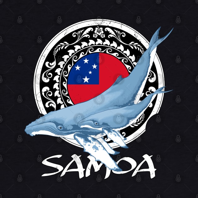 Humpback Whales on Samoan flag by NicGrayTees